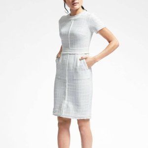 Banana Republic Short-Sleeve White Tweed Dress
